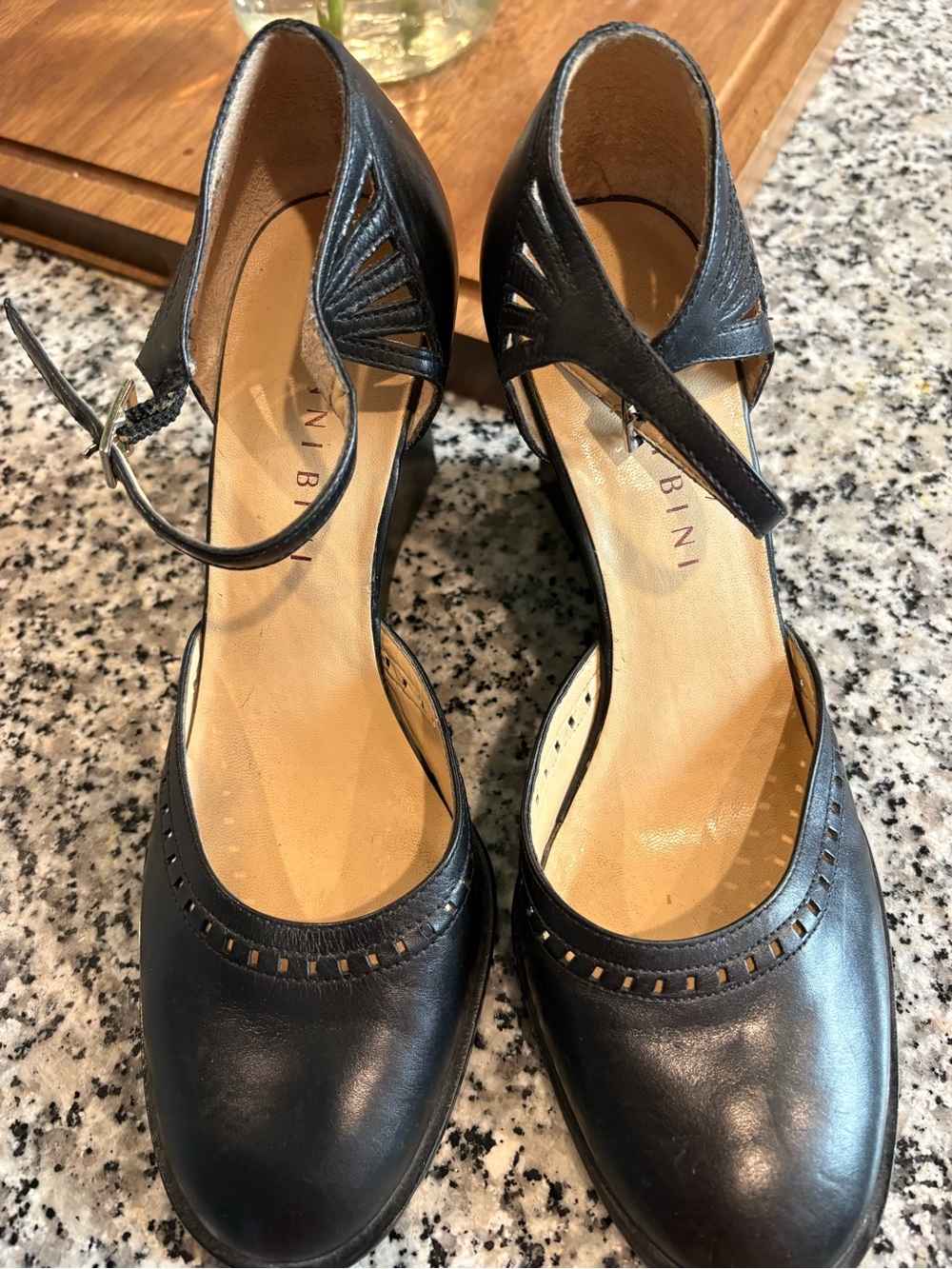 Gianni Bini Black Mary Jane Heels with Ankle Strap
